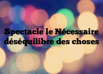 Spectacle le Nécessaire déséquilibre des choses